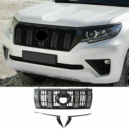 Glossy Black Grille Bumper Center Grill Replace for Toyota Prado FJ150 2018-2021