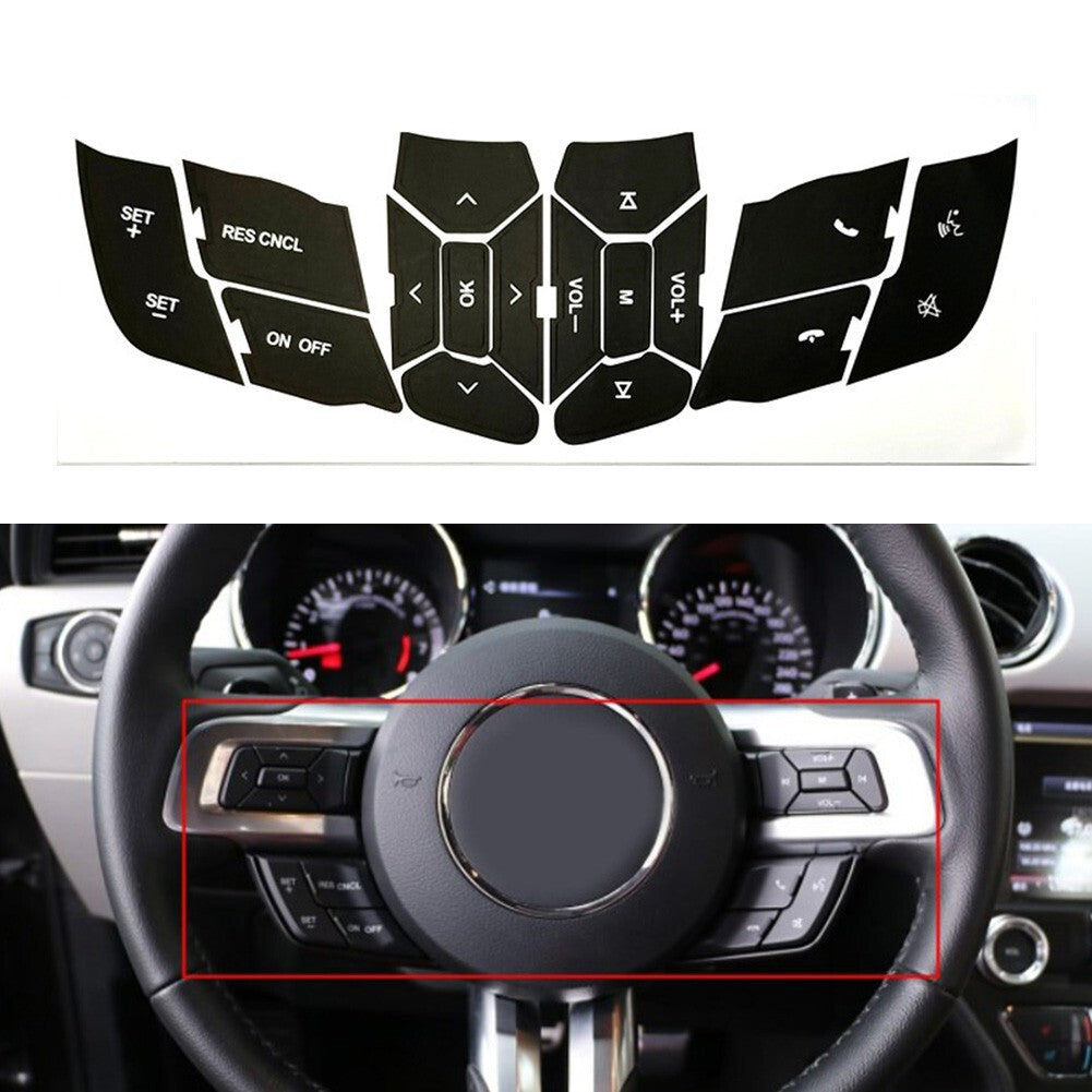 Black Button Repair Decals for FORD for MUSTANG Steering Wheel 2015 2018