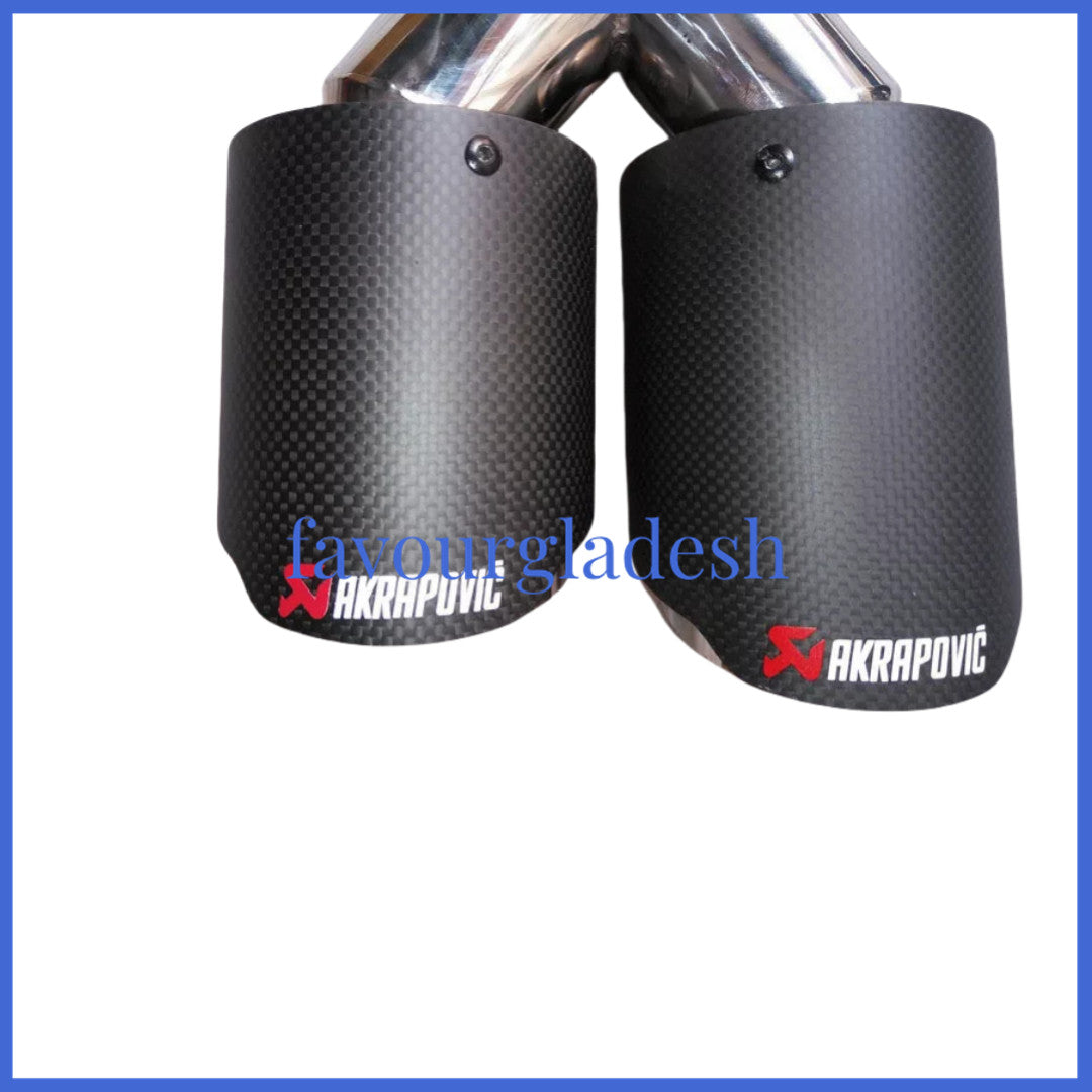 2PCS ID:2.5 (63mm) OD:3.5 (89mm) Akrapovic Carbon Fiber Exhaust Tip Dual Pipe