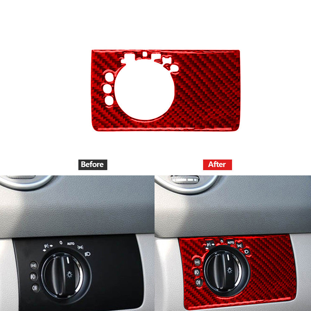Red Carbon Fiber Headlight Control Type B Cover Trim for Mercedes Benz M-class