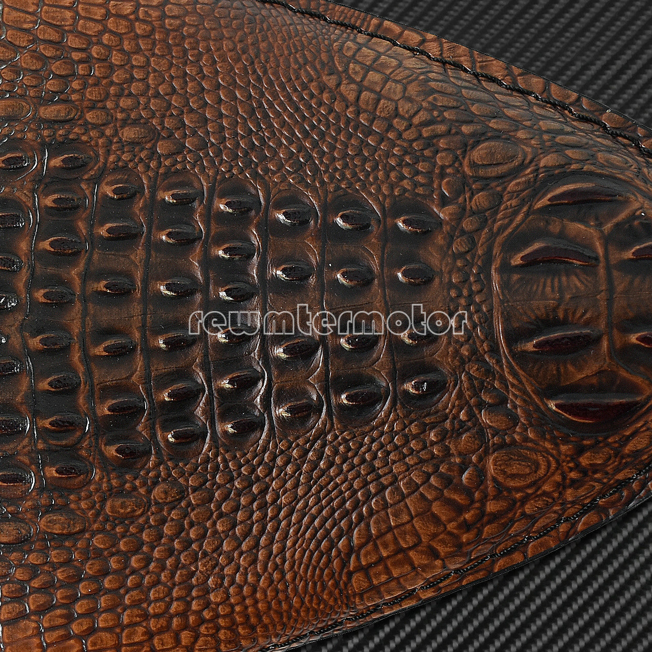 Brown Alligator Emboss Solo Driver for Seat Fit for Harley Chopper Bobber PU Leather