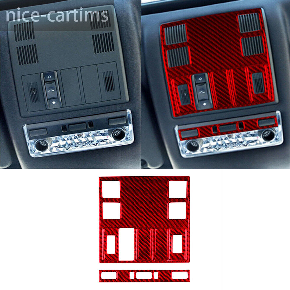 Red Carbon Fiber Front Roof Reading Light Lamp Panel Trim for BMW X3 E83 2004-10