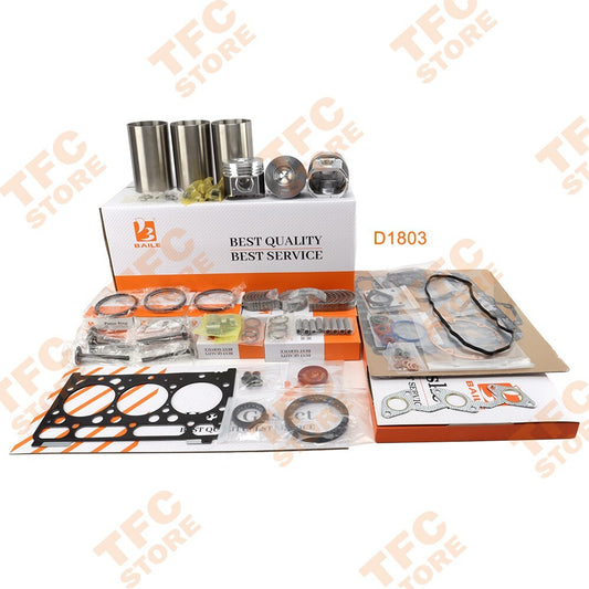3 Cylinder Overhaul Rebuild Kit For Kubota D1803 Engine Parts 1G831-21110??