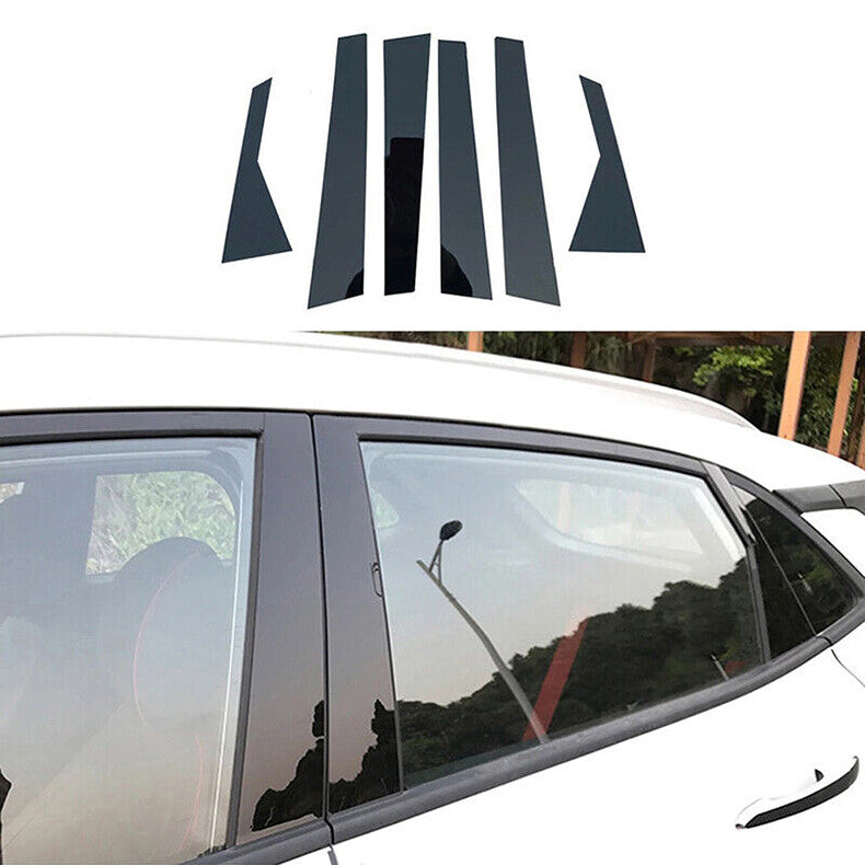 for Hyundai Kona 2018-2022 6pc Black Pillar Posts Set Door Trim Piano Cover Kit