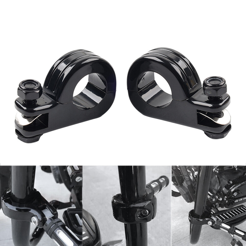 Foot Peg Mount Clamp Bracket for Harley 1 1/4 Highway Engine Crash Bar Black
