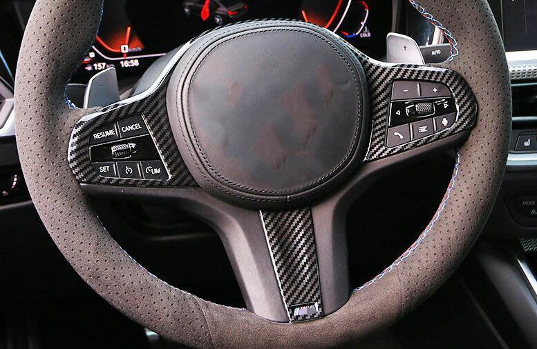 Fit for BMW 3 Series G20 2019-2021 Carbon Fiber Steering Wheel Button Cover Trim