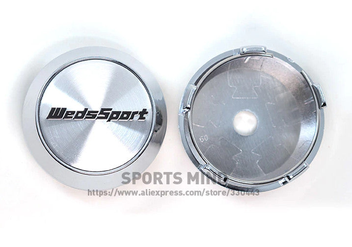 4x60mm WedsSport Silver Chrome Wheel Center Caps, Hub Caps, Edge Caps, Decals, Logos