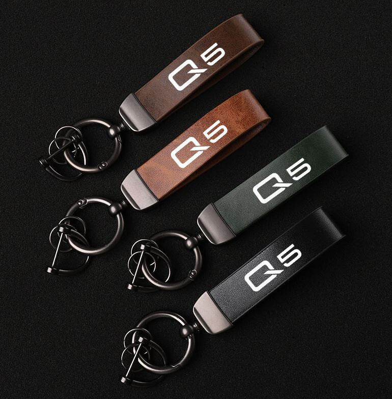 Black leather horseshoe buckle accessory for Volvo S40 car keychain/key ring.