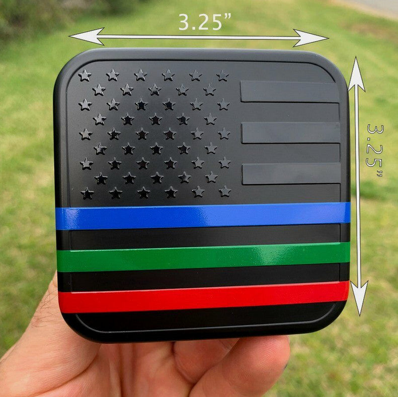 Car mount plug cap tow receiver 2-inch American flag black blue green red for Chevrolet