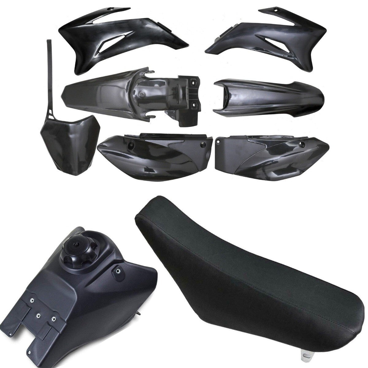 Fuel tank plastic fender for seat kit for Dirt Pit bicycles and for Yamaha TTR110 motorcycles