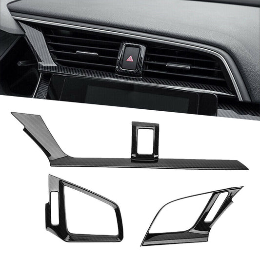 for Honda for Civic 10th 2016-2020 Carbon Fiber Inner Dashboard Air Vent Cover Trim