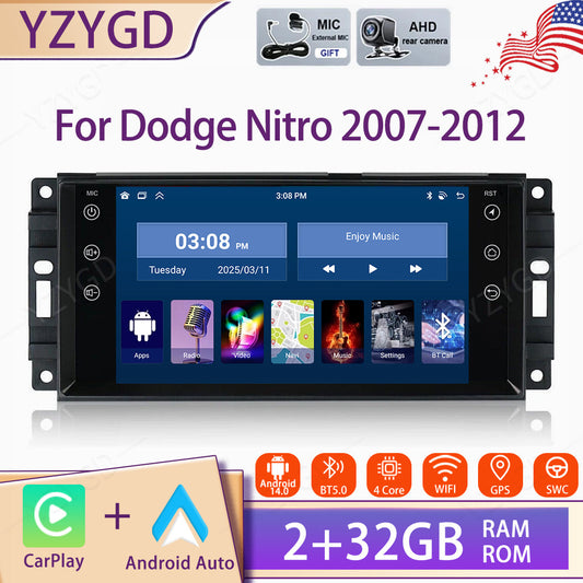 7 for Dodge Nitro 2007-2012 Car Radio Apple CarPlay Android Auto GPS Navi WiFi
