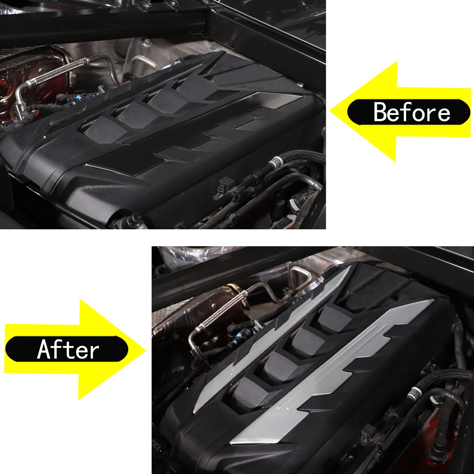Silver Engine Bay Side Panel Cover for Corvette C8 20-24