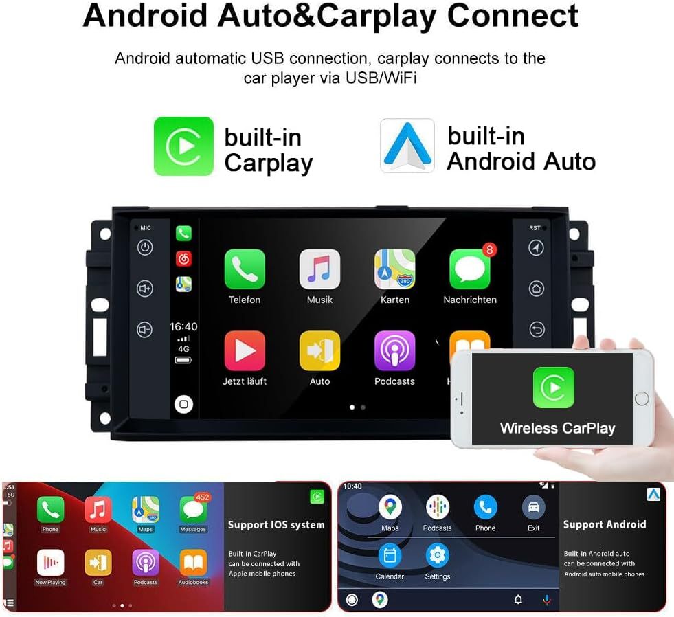 Compatible with for Dodge Grand Caravan 2008 - 2020 CarPlay Android 13 GPS Car Radio Stereo FM AHD