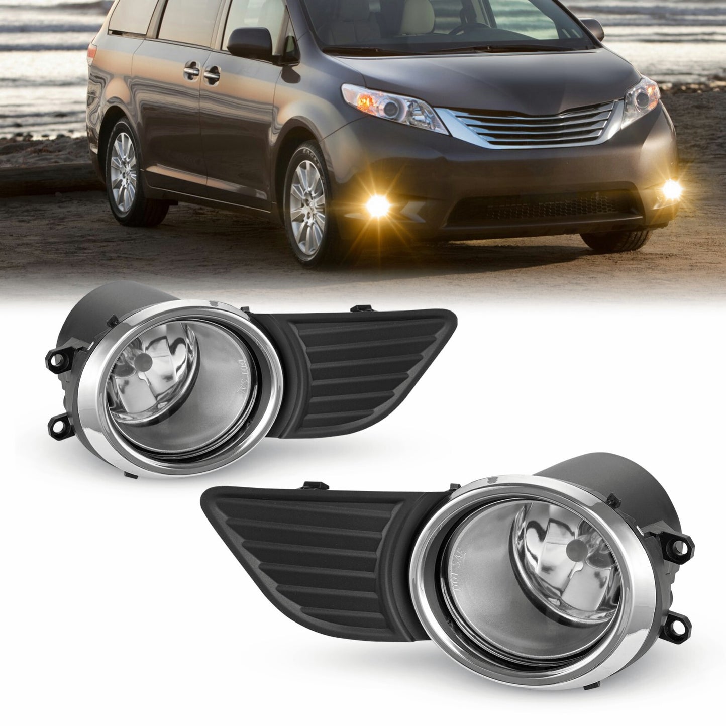 Suitable for 2011-2017 for Toyota for Sienna front bumper fog lights (1 pair, left and right).