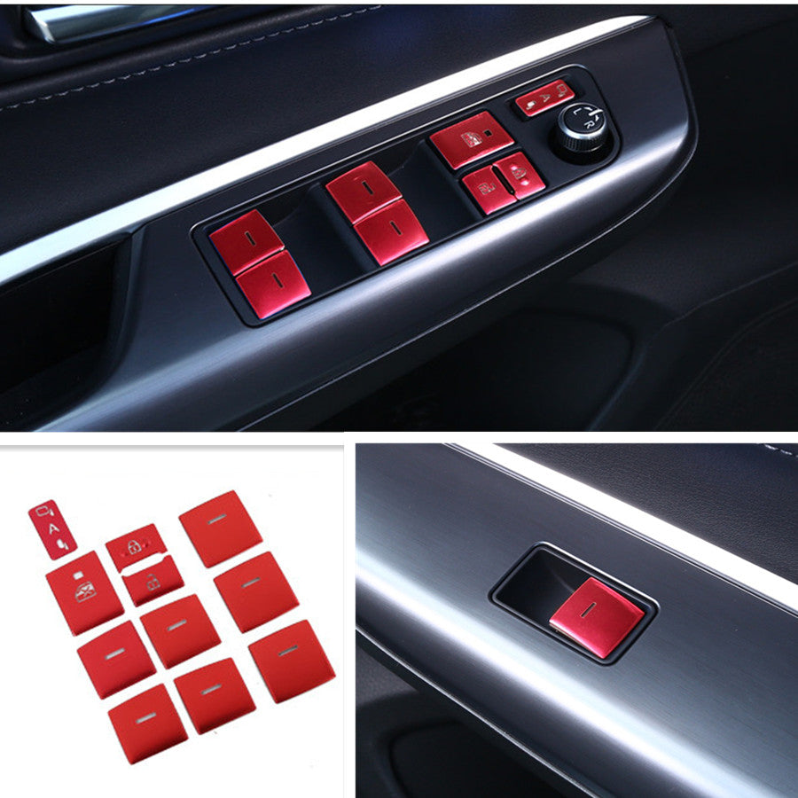 Red Alloy Door Window Lift Button Switch Sticker Trim For 2021-2023 for Toyota Venza