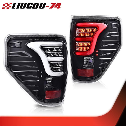 Suitable for 2009-2014 for Ford F150, full LED taillights, brake lights, and parking lights (clear/black).