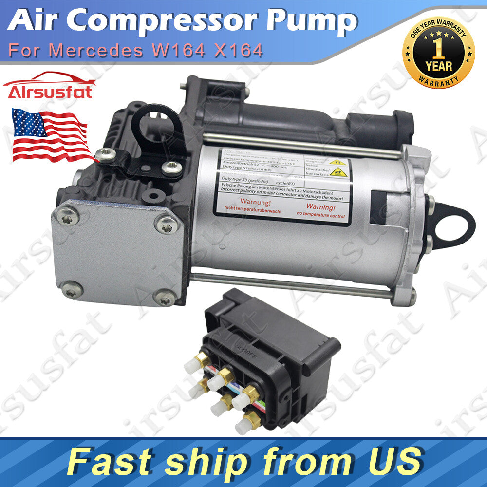 for Mercedes GL ML Class W164 X164 Air Compressor Pump with Solenoid Valve Block