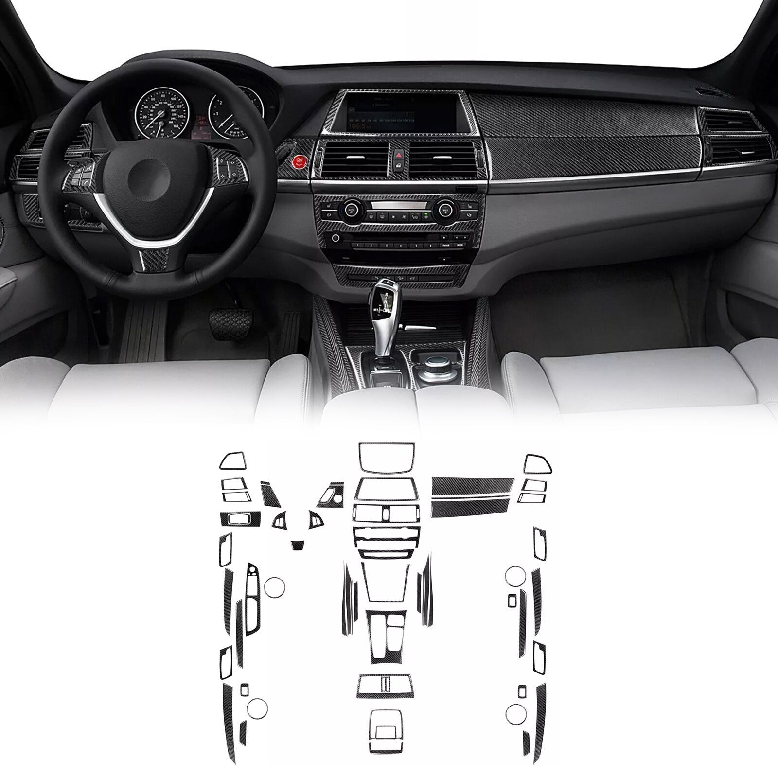 70Pcs Carbon Fiber Kits Full Interior Cover Trim For 2007-2013 for BMW X5 E70 X6 Ep4