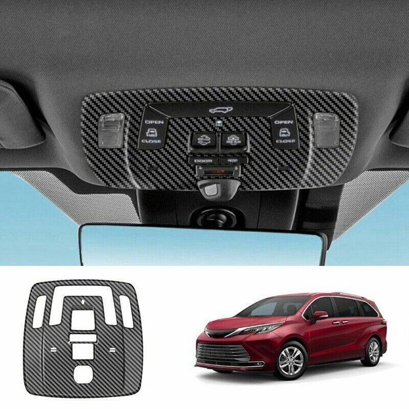 Carbon Fiber Car Front Reading Light Lamp Cover Trim for Toyota for Sienna 2021-2023