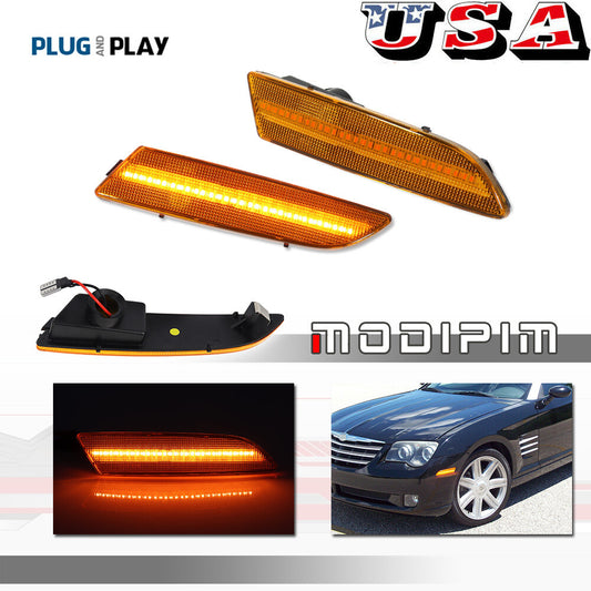 Full LED amber front marker lights for 2004-2008 for Chrysler Crossfire