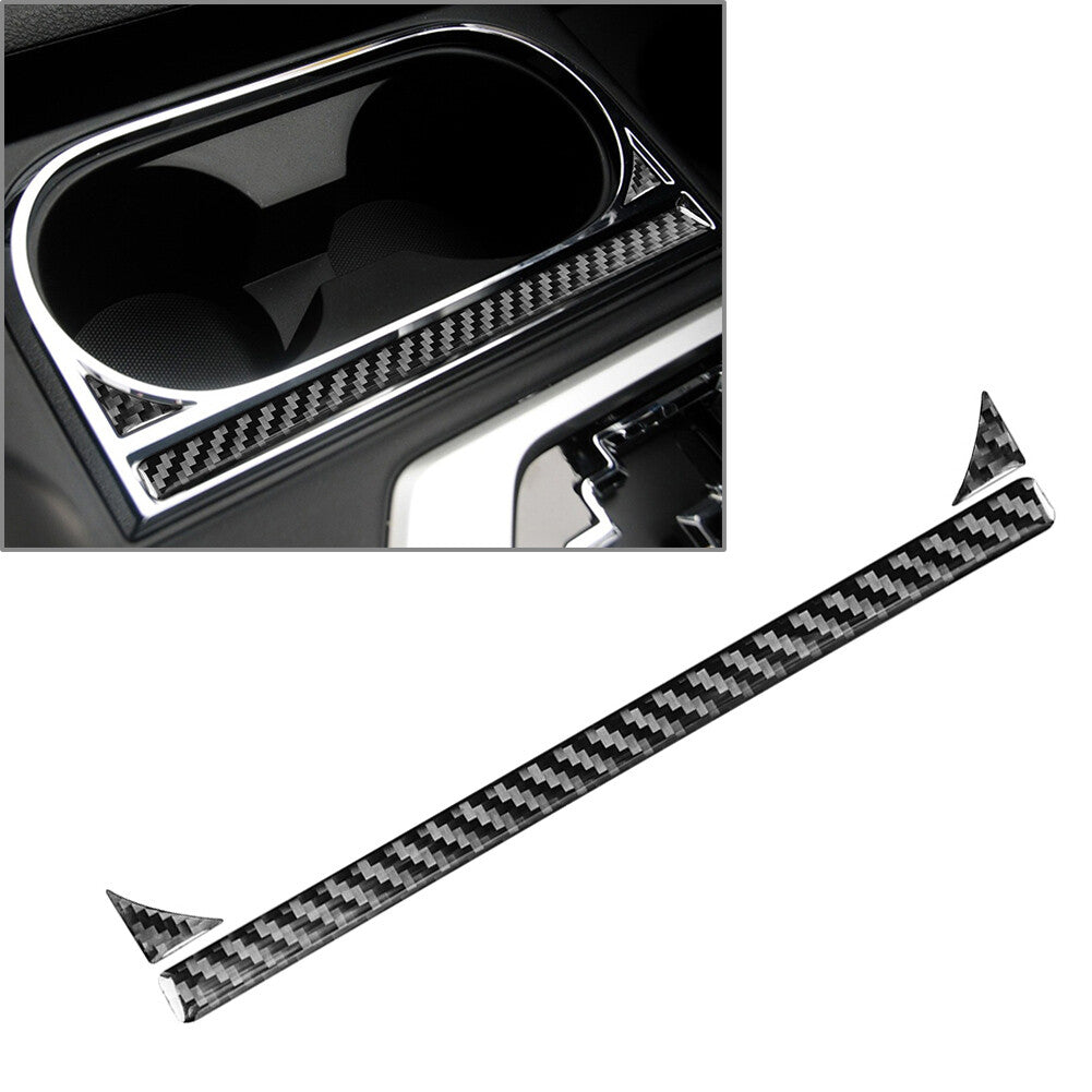 Cup Holder Panel Cover Trim Fit for Toyota Tundra 2014-2021 RHD Carbon Fiber Black