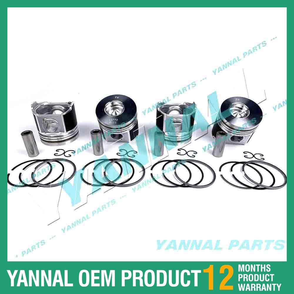 4-piece piston with piston rings + 0.5 mm for Kubota V2003DI 1G770 engine (oversized)