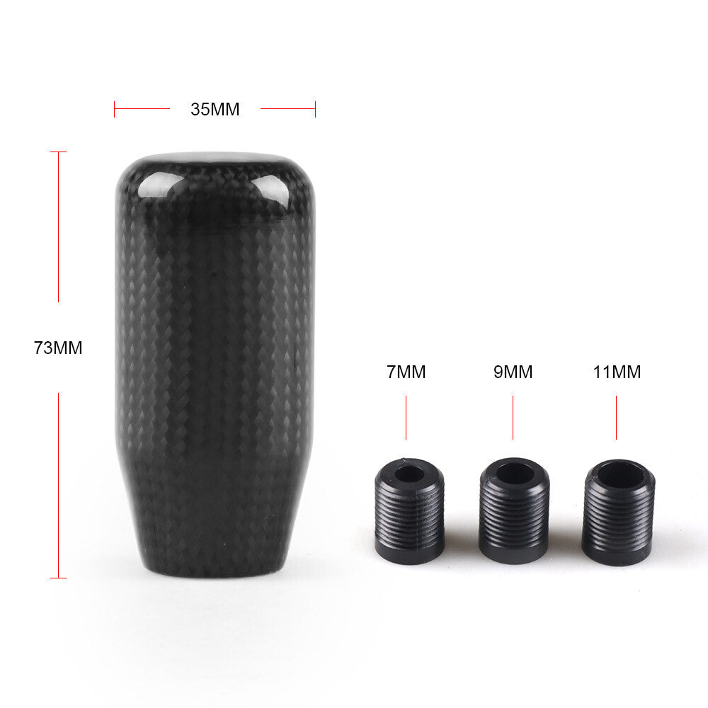 Universal Carbon Fiber Car Auto Manual Gear Stick Lever Shift Knob Black 73MM