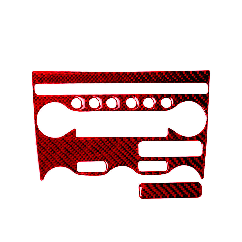 Red CD Radio A/C Button Frame Cover Trim Carbon Fiber for Nissan 370Z 2009-2020