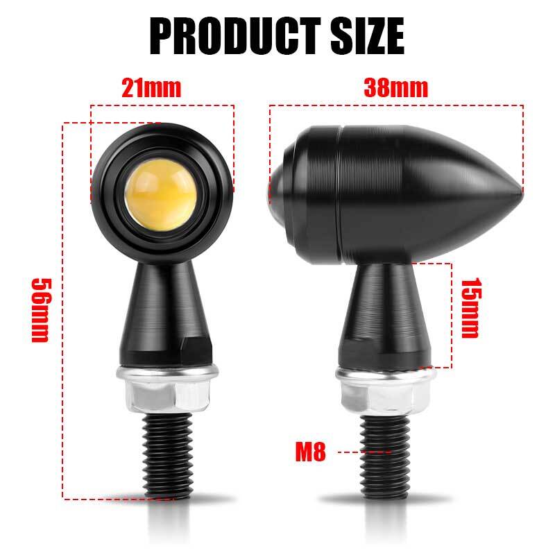 4x for Mini Black Motorcycle Bullet LED Turn Signals Blinker Indicator Amber Light