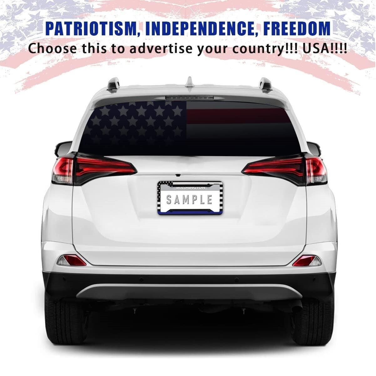 2X for Toyota for Camry Tacoma US Flag Car License Plate Tag Frame Front Rear Cover