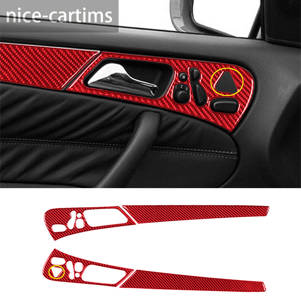 Red Carbon Fiber Inner Front Door Handle Panel Cover for Benz C Class W203 05-07