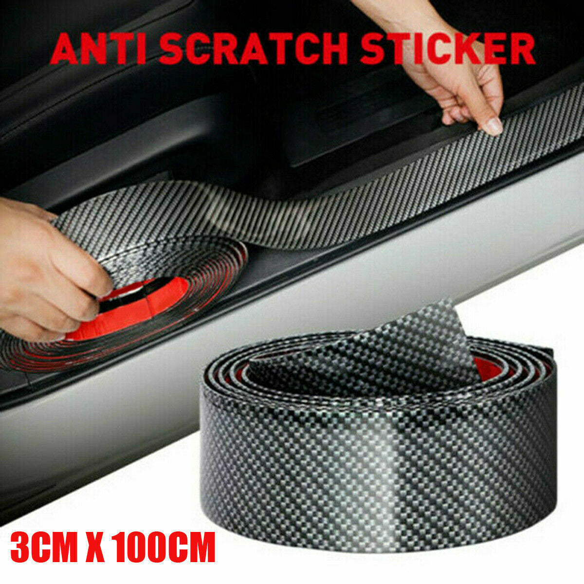 Plate Guard Protector 3CM1M Car Carbon Fiber Rubber Edge Strip Door 3D Protect
