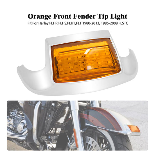Front Fender w/ Amber Lens Tip LED Light for Harley Electra Road Glide Softail