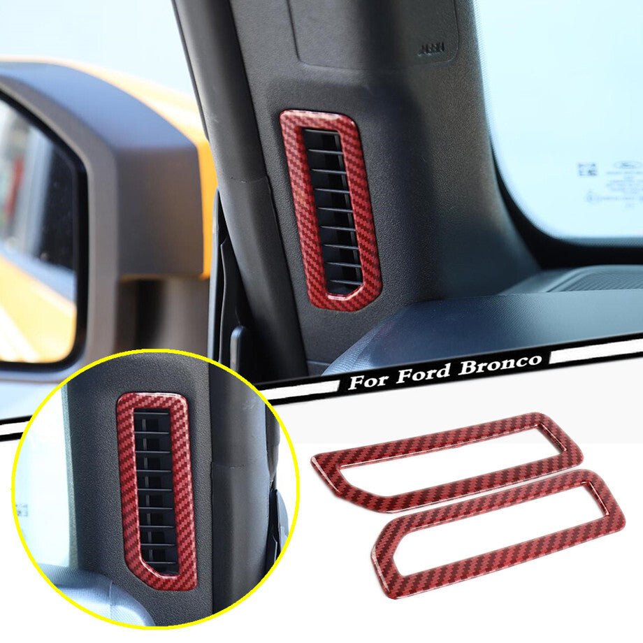 Red Carbon 2P Side A-Pillar Ventilation Cover for Ford for Mustang 21-23