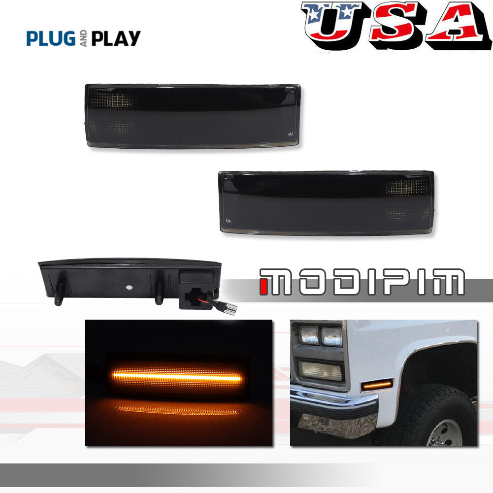 Smoked amber side marker lights, a pair for the left and right sides, suitable for Chevrolet for GMC for Oldsmobile .