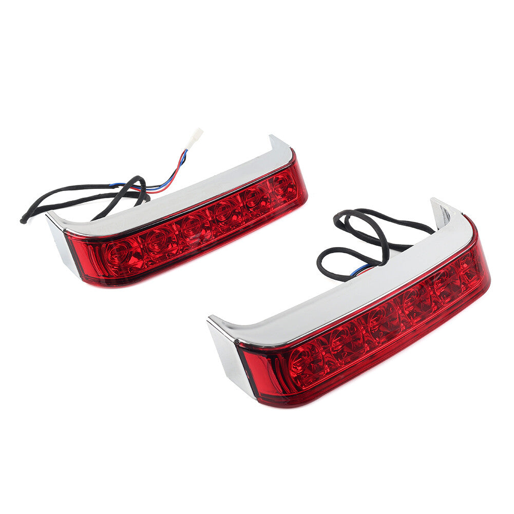 LED Saddlebag Run/Brake/Turn Tail Light Housing Red Len Chrome for Harley 09-13