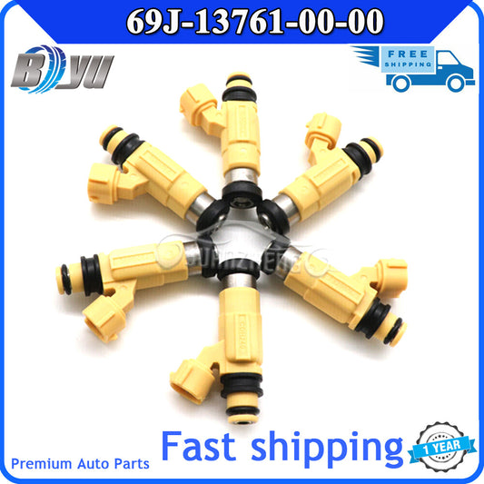 69J-13761-00-00 new Fuel Injectors (6 pieces) for Yamaha F200 - F225 Outboard Motors 2002 - 2012