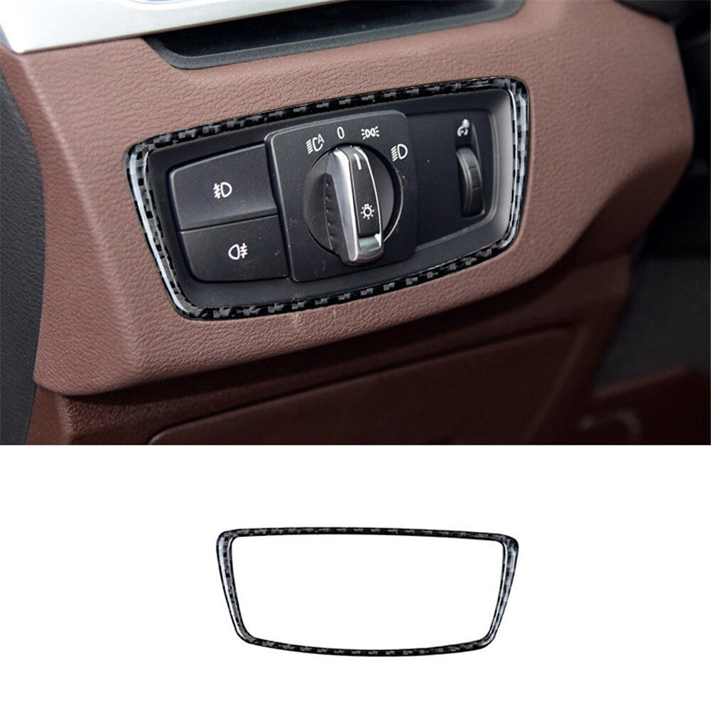 Carbon Fiber Headlight Switch Button Cover Trim for BMW X1 F48 25i 2016-2018