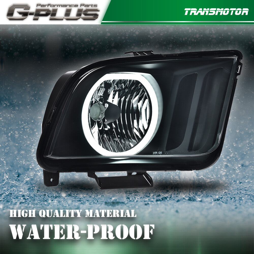 Suitable for 05-09 for Ford for Mustang smoke/black LED DRL halo headlight assembly (pair)