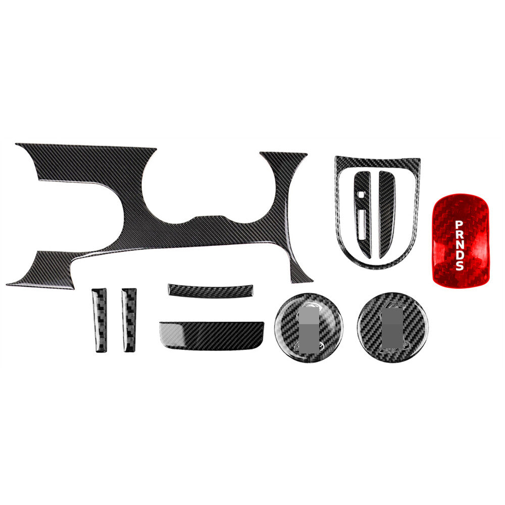 11¡ÁCarbon Fiber Interior Gear Shift Cup Holder Set Trim for Ford for Mustang 2015-23