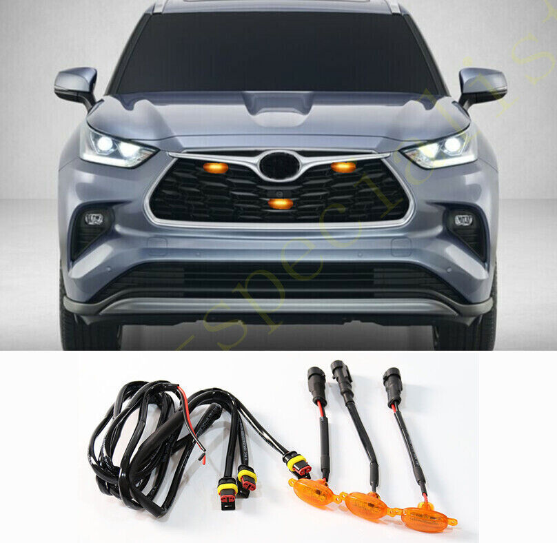 for Toyota Highlander 20-24 yellow Style Front Grill LED Marker Light Kit
