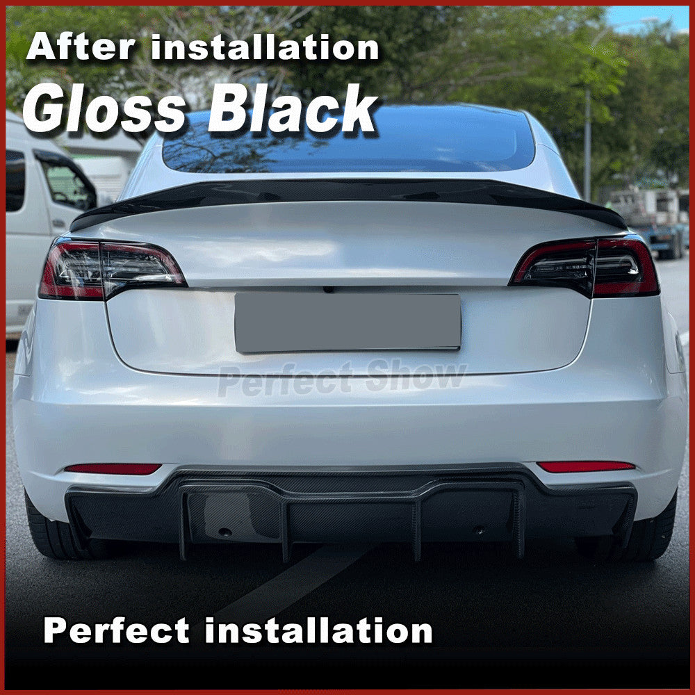 Fit for Tesla Model 3 Sedan 2016-23 Gloss Black Rear Bumper Diffuser Lip Spoiler