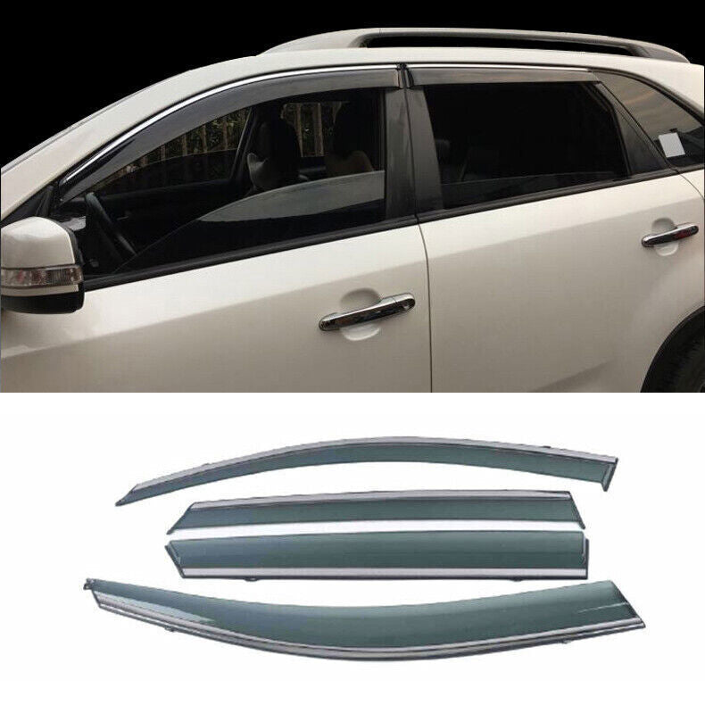 for Kia Sorento 2011-2014 Car Window Visors Sun Rain Guard Deflectors W/Chrome