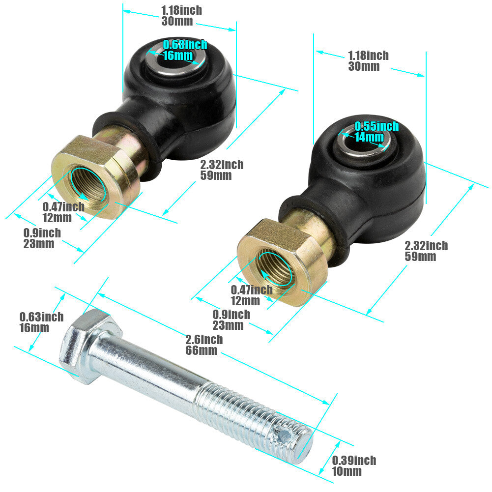Global all-terrain vehicle tie rod end kit for Polaris Ranger 500 900 Crew RZR 570 51-1030
