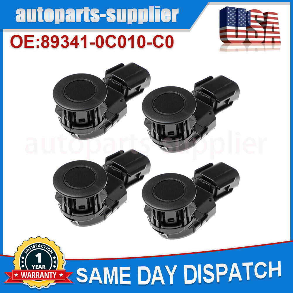 4-Piece Bumper Parking Sensor Kit, Black, 88341-0C010, for Toyota Tacoma RAV4 Tundra 14-18