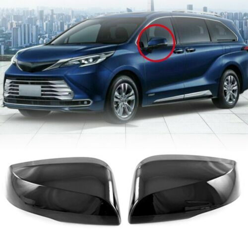 Glossy Black 2X Side Rearview Mirror Cover Cap Trim for Toyota for Sienna 2021-2023