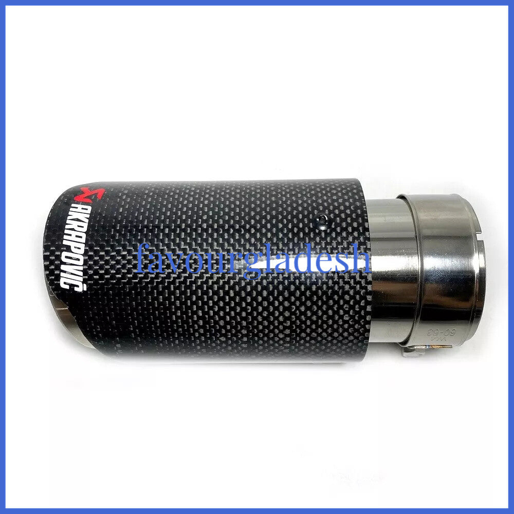 1 X IN 2.2 57MM OUT: 3.0 76MM Akrapovic Glossy Carbon Fiber Pipe Exhaust Tip