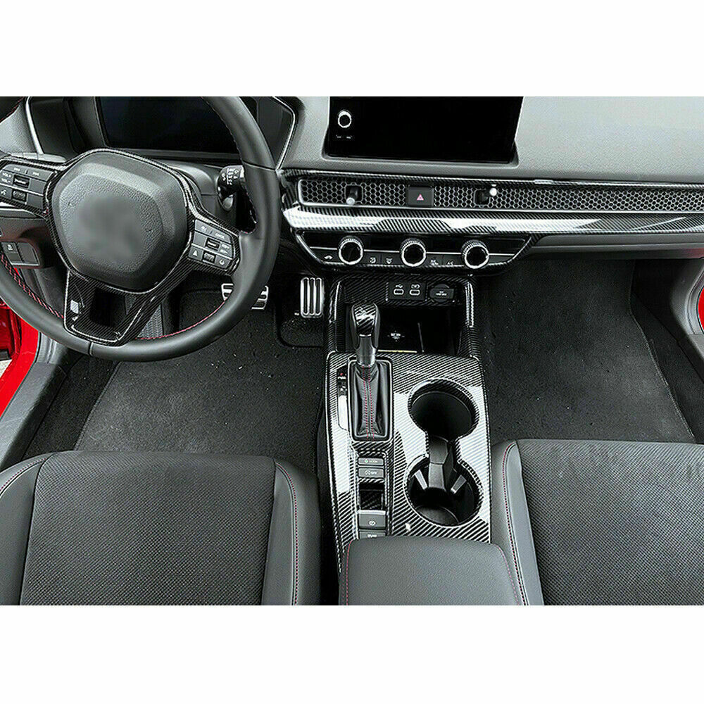 Console Cigarette Lighter Storage Box Trim for Honda for Civic 22-2023 Carbon Fiber