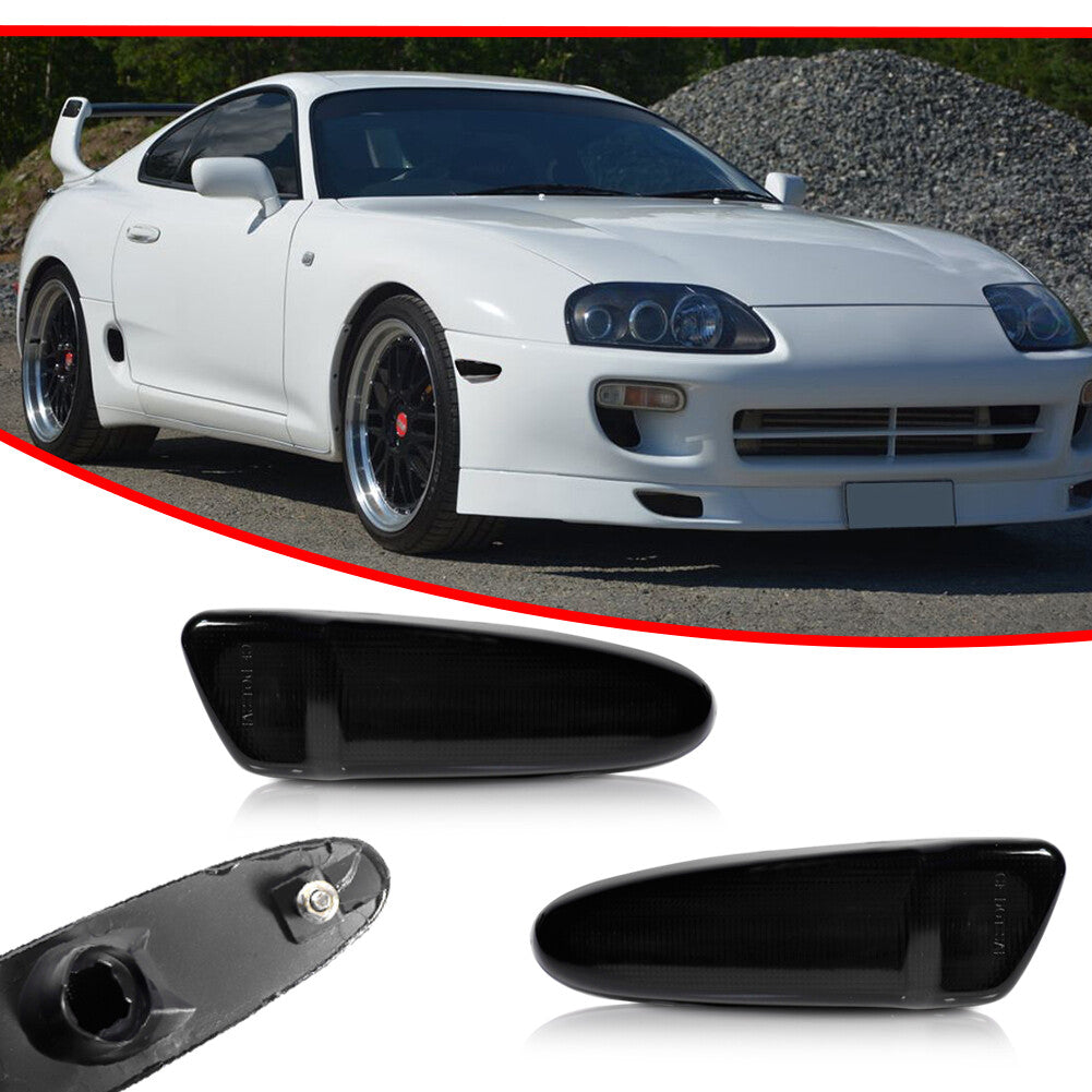 Smoked front bumper side marker light lens kit for 1997-1998 for Toyota Supra MK.4
